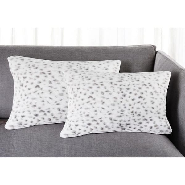 HomeRoots Gray, White Animal Print Polyester 12 in. x 20 in. Throw Pillow Set of 2