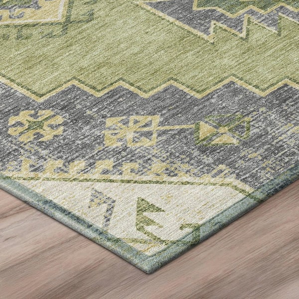 Chantille Machine Washable Indoor/Outdoor Abstract ACN3011 Aloe 9 ft. x 12 ft. Area Rug