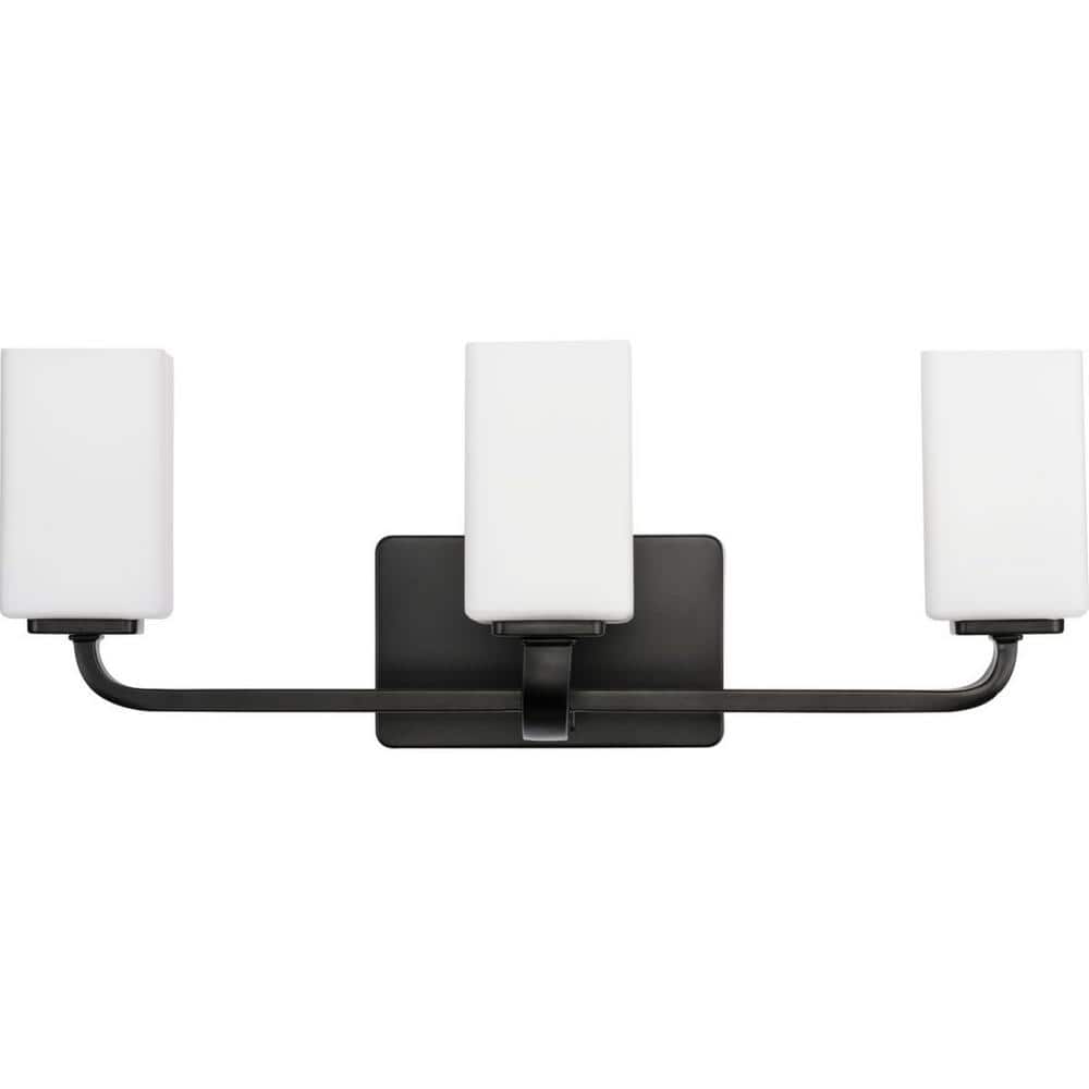 Matte Black 3-Light Wall Sconce with Etched Opal Glass