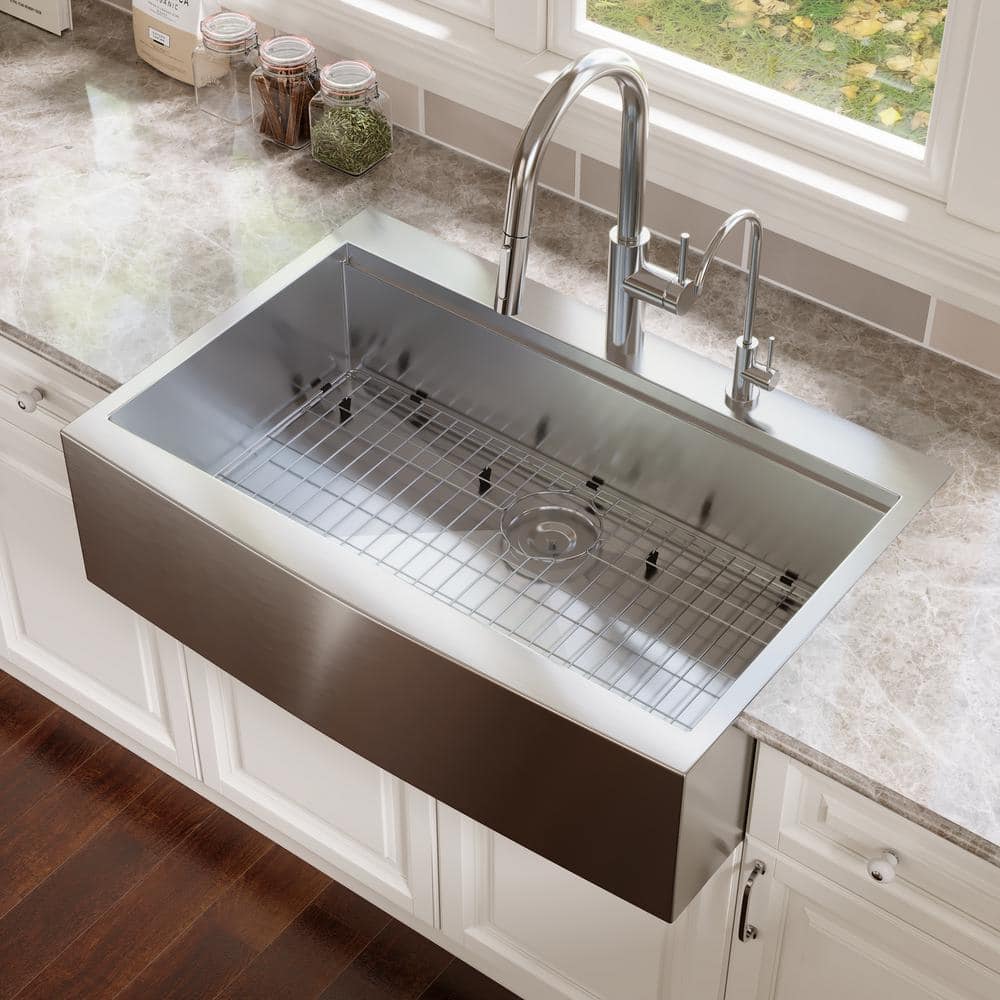 33" Stainless Steel Farmhouse Single Bowl Workstation Sink