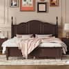 Harper & Bright Designs Dark Walnut (Dark Brown) Wood Frame Queen Size Platform Bed with Retro Style Headboard LHC049AAD-Q