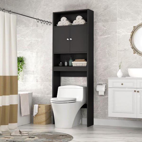 25 in. W x 77 in. H x 7.9 in. D Gray Bathroom Over-the-Toilet Storage  Cabinet