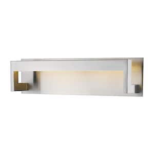 Linc 19.8 in. 1-Light Brushed Nickel Integrated LED Shaded Vanity Light with Frosted Acrylic Shade