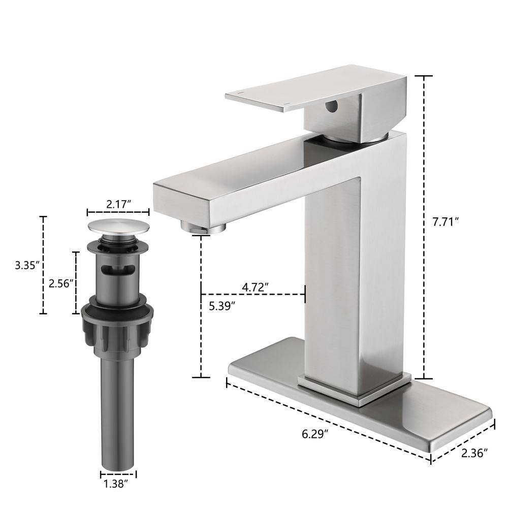 Brushed Nickel Single Handle Stainless Steel Bathroom Faucet