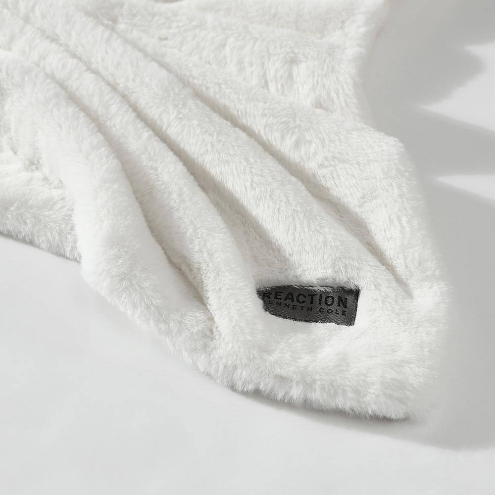 White Faux Fur and Micromink Reversible Throw Blanket 50" x 60"