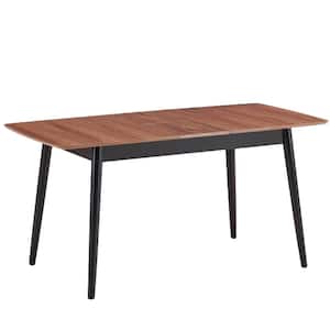 Lanae Standard Natural & Black Finish Wood 32 in. 4 Legs Dining Table Seats 6