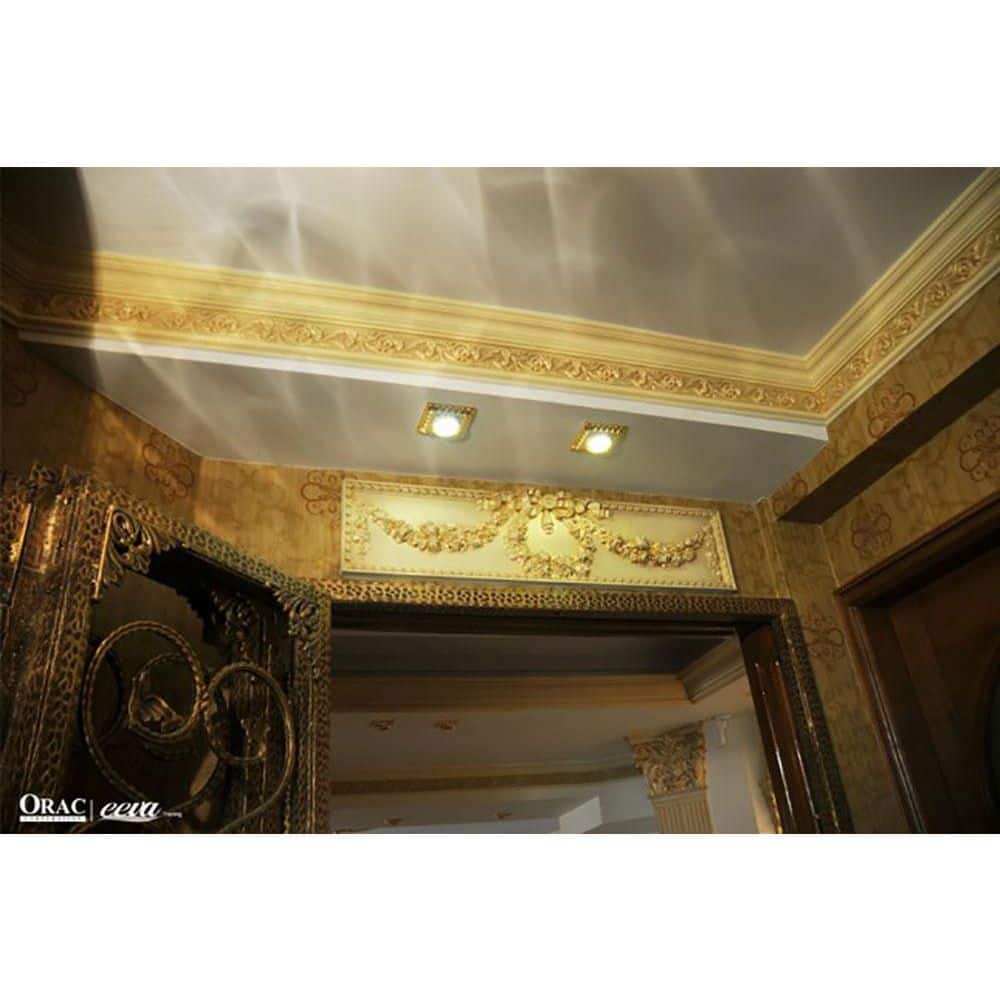 White Polyurethane Ornate Floral Crown Moulding 6ft 6in (10-Pack)