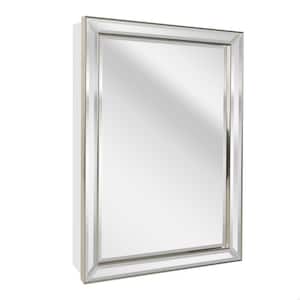 22 in. W x 30 in. H Surface Mount Metro Beaded Medicine Cabinet in Silver/Champagne