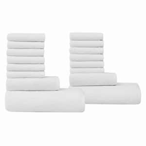 Essential Textured White 16-Piece Cotton Towel Set