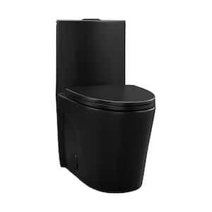 St. Tropez 1-piece 1.1/1.6 GPF Dual Vortex Flush Elongated Toilet in Matte Black Seat Included