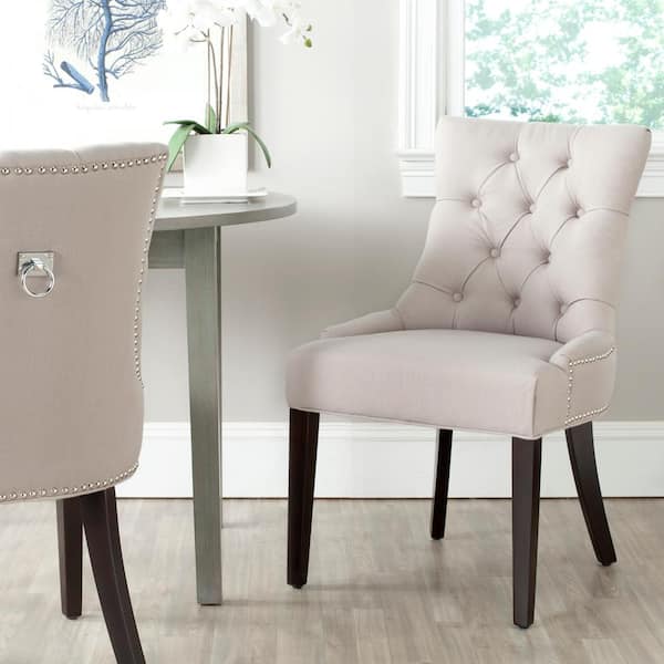 Safavieh Harlow Taupe/Espresso Linen Side Chair (Set of 2)