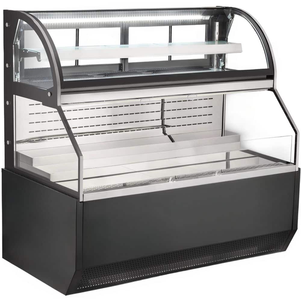 Elite Kitchen Supply 71 in 24.1 Cu. Ft. Auto/Cycle Defrost Commercial NSF Double-Deck Open Display Refrigerated Showcase EC685B-2 in Black