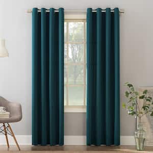 Gregory Teal Polyester 54 in. W x 84 in. L Grommet Room Darkening Curtain (Single Panel)