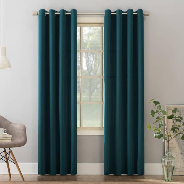 Sun Zero Gregory Teal Polyester 54 in. W x 54 in. L Grommet Room ...