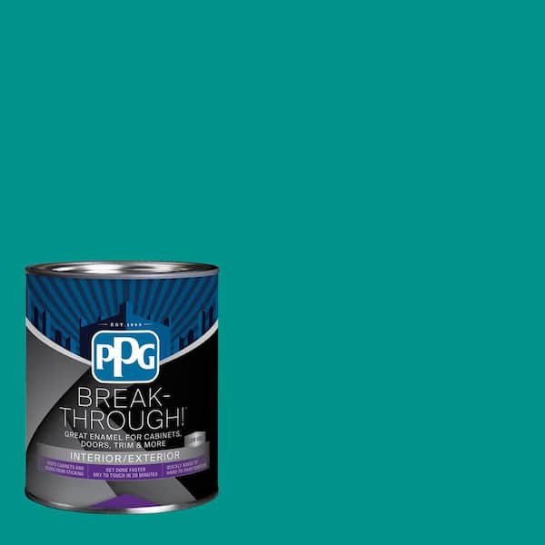 Break-Through! 1 qt. PPG1232-7 Torrid Turquoise Satin Door, Trim & Cabinet Paint