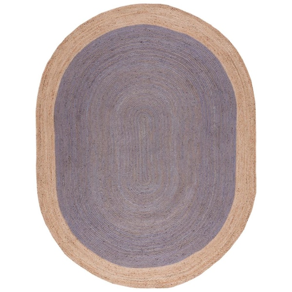 Natural Fiber Gray/Beige 8 ft. x 10 ft. Woven Ascending Oval Area Rug