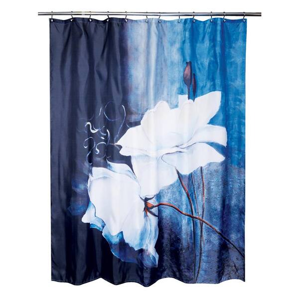 Black Peaceful Shower Curtain 205520, Shower Curtains Blue