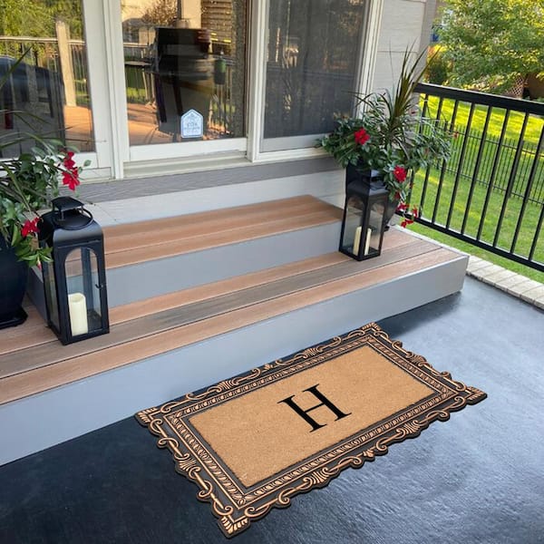 A1HC newest Natural Coir and Rubber Door Mat, 24x36, Thick Durable Doormats for Indoor Outdoor Entrance, Heavy Duty, Long Lasting, Black Finish