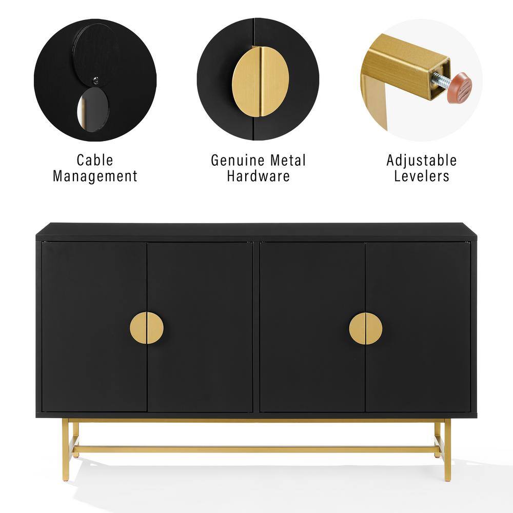 Blair 54" Matte Black and Gold Mid-Century Modern Sideboard