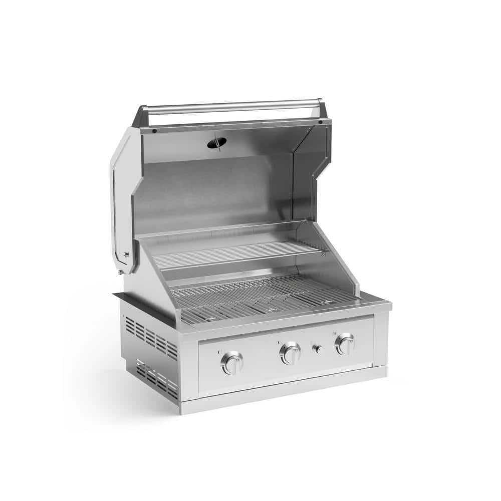 33-Inch Stainless Steel Natural Gas Grill Cart with Side Burner