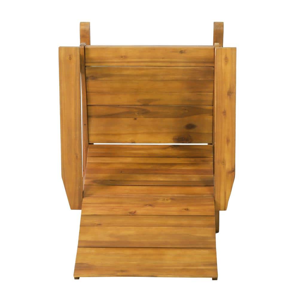 Chamlee Teak Wood Outdoor Adirondack Rocking Chair Set, Natural Finish
