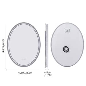 24 in. W x 32 in. H Large Oval Frameless Anti-Fog Backlit 3500-6500K Dimmable LED Wall Bathroom Vanity Mirror Hotel Spa