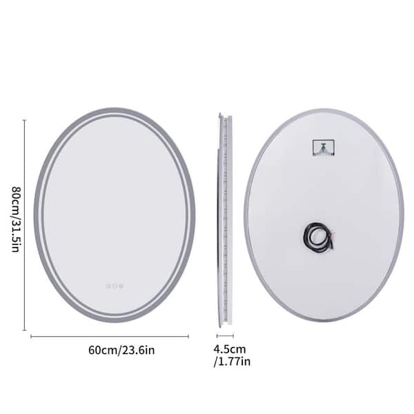 24 in. W x 32 in. H Large Oval Frameless Anti-Fog Backlit 3500-6500K Dimmable LED Wall Bathroom Vanity Mirror Hotel Spa