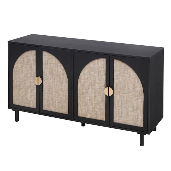 Nestfair Black MDF 59.06 in. W Sideboard with 4 Doors