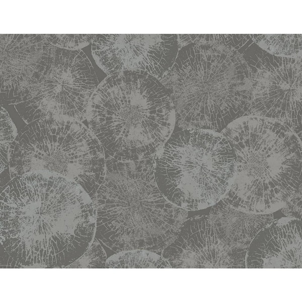 Seabrook Designs 60.75 sq. ft. Metallic Graphite Petrified Wood Paper Unpasted Wallpaper Roll