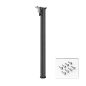 28 in. (711 mm) Matte Black Metal Folding Table Leg with Leveling Glide