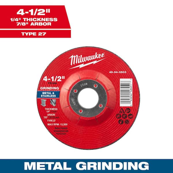4-1/2 in. x 1/4 in. x 7/8 in. Metal Grinding Wheel-Type 27