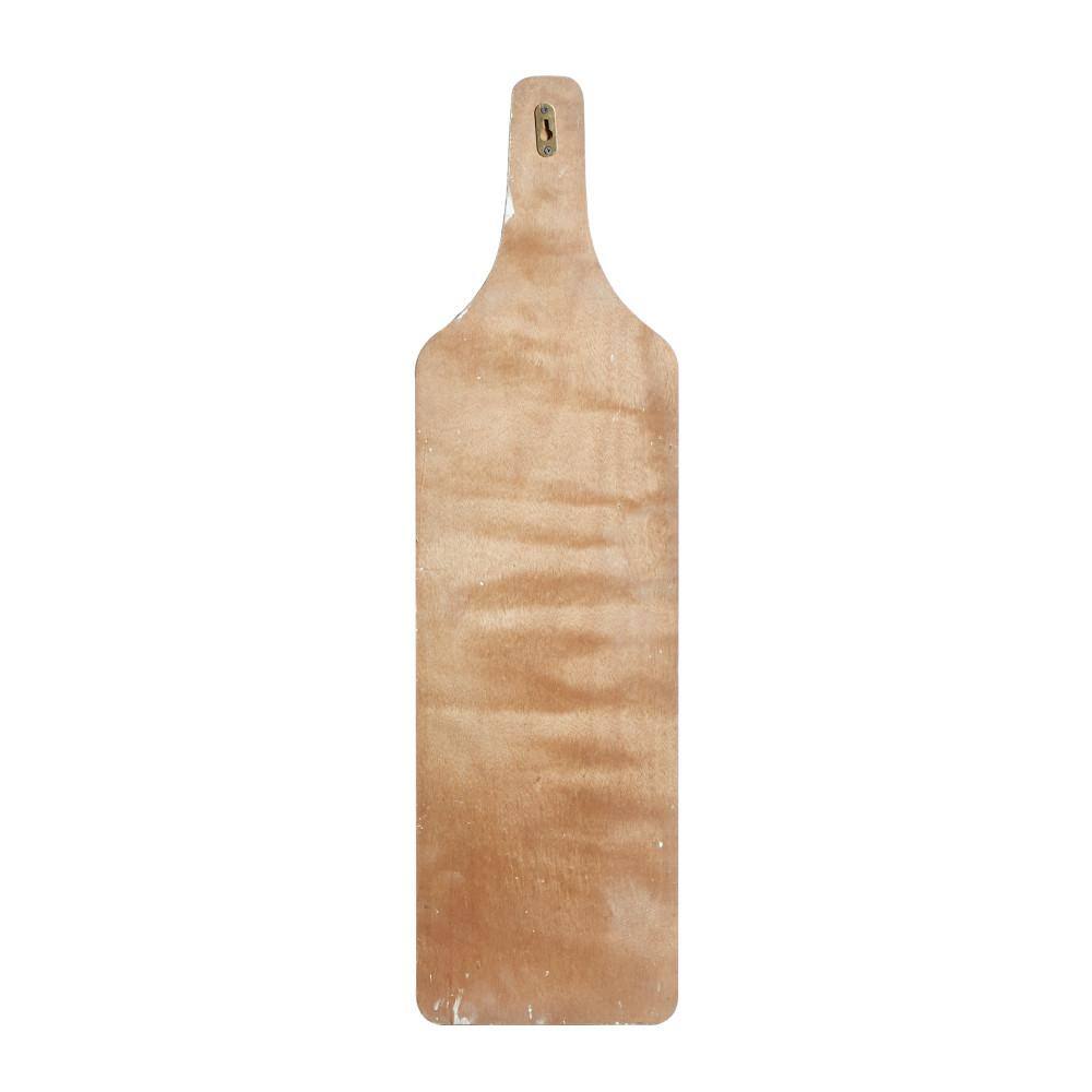 Brown Wood Bottle Shaped Wall Wine Rack with Beaded Frame