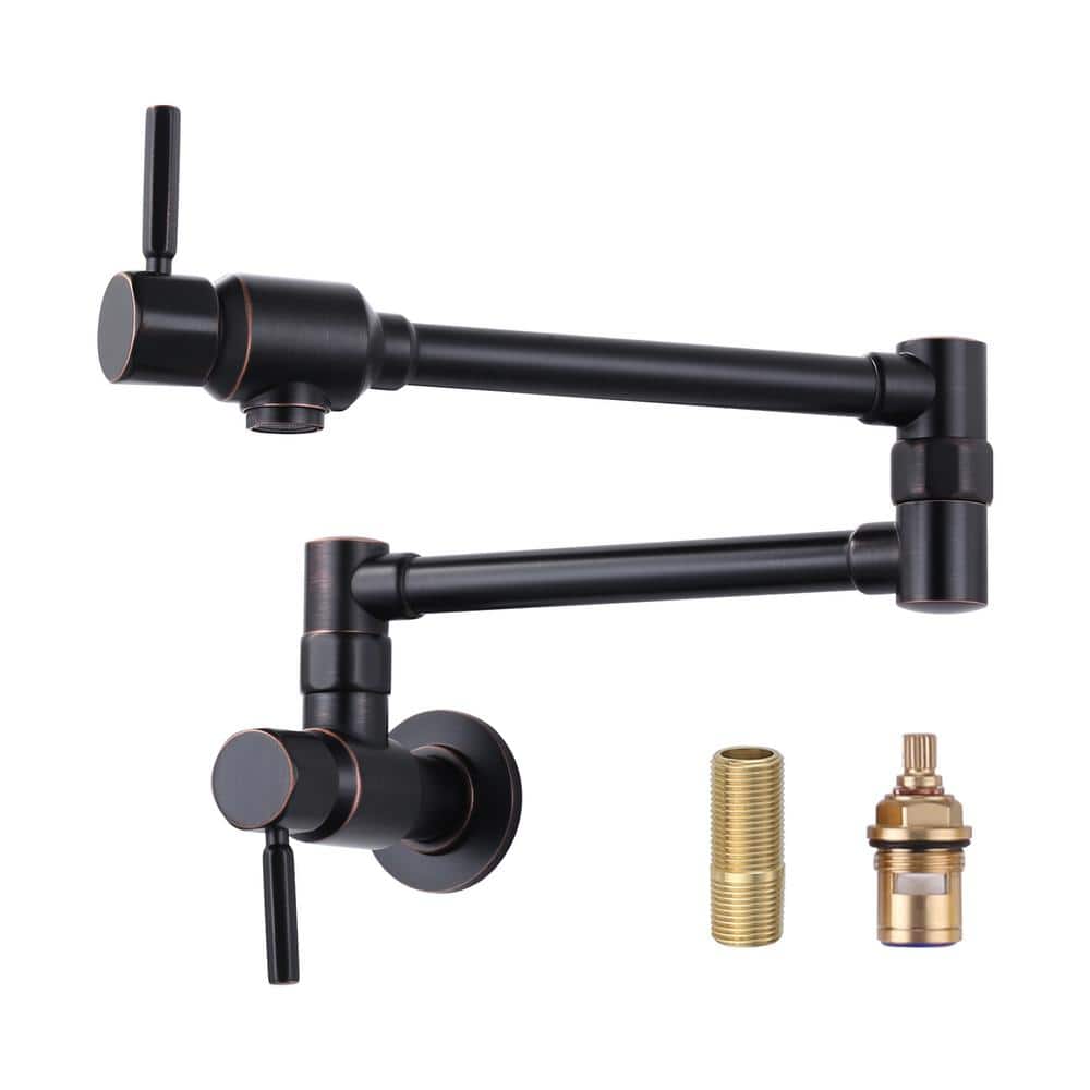 Oil Rubbed Bronze Wall Mounted Pot Filler Faucet with Ceramic Valve