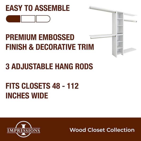 Impressions Basic 48 in. W - 112 in. W White Wood Closet System