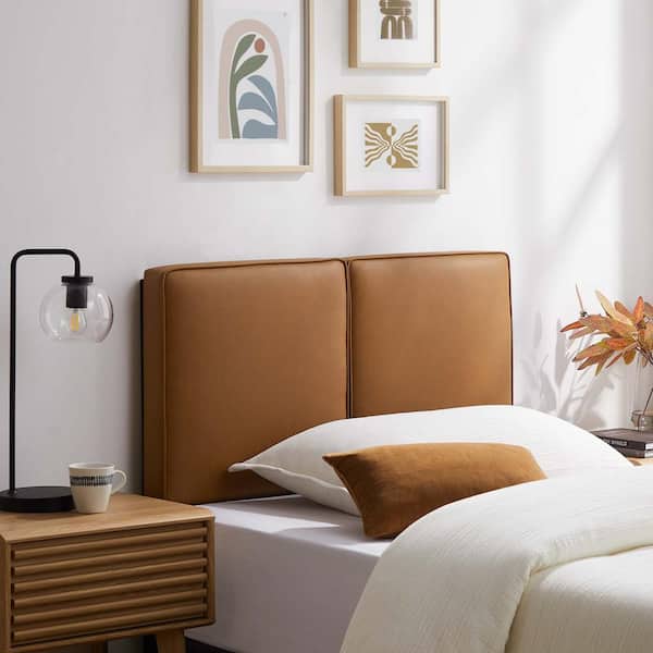 Lindee Tan Twin Headboard Faux Leather