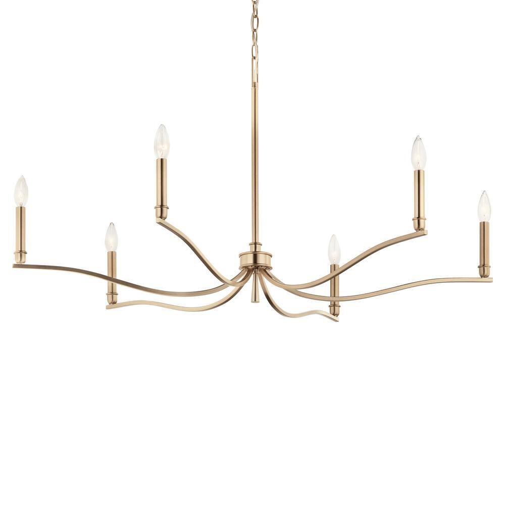 Champagne Bronze 6-Light Candle Style Chandelier