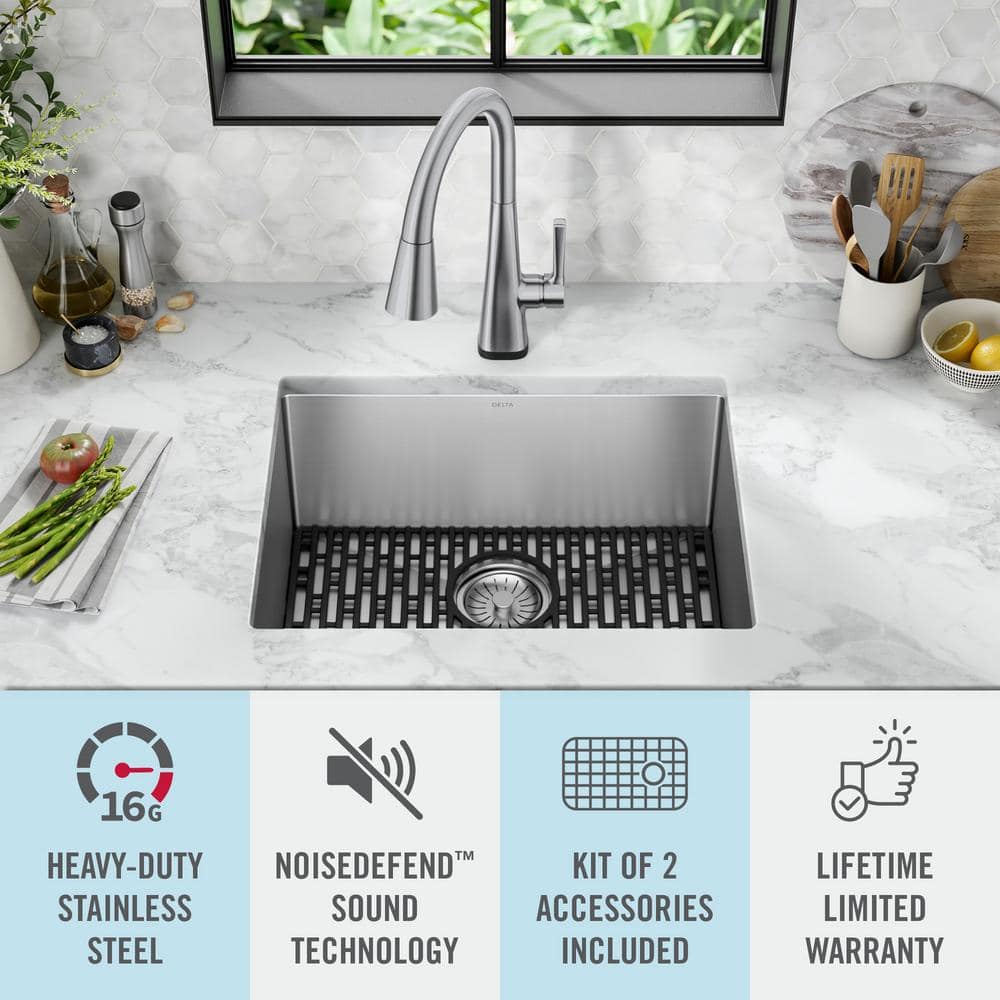 Delta 23-inch Stainless Steel Undermount Single Bowl Kitchen Sink