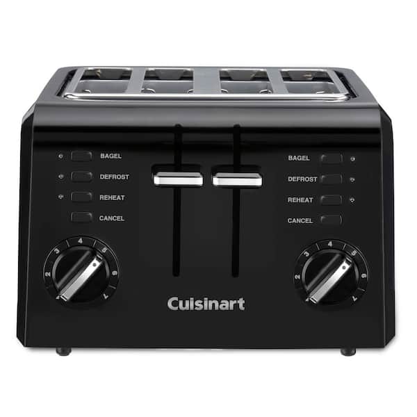 Cuisinart Compact 4-Slice Black Wide Slot Toaster with Crumb Tray