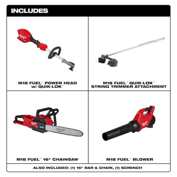 M18 FUEL 18V 16 in. Brushless Cordless Battery Powered QUIK-LOK String Trimmer with 16 in. Chainsaw & Blower (3-Tool)