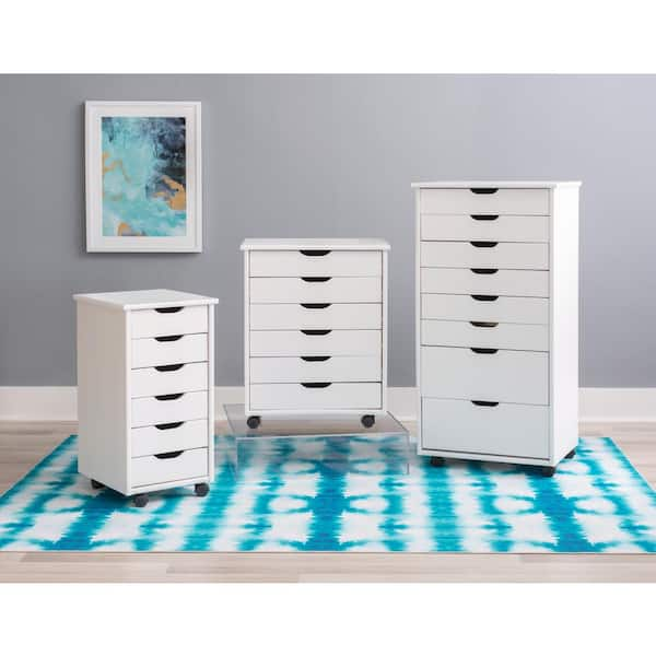 Large White 8-Drawer Storage Rolling Cart – Community Furnishings