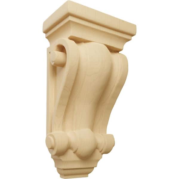 Ekena Millwork 2-1/2 in. x 4 in. x 7-1/2 in. Unfinished Wood Alder Cole Pilaster Wood Corbel