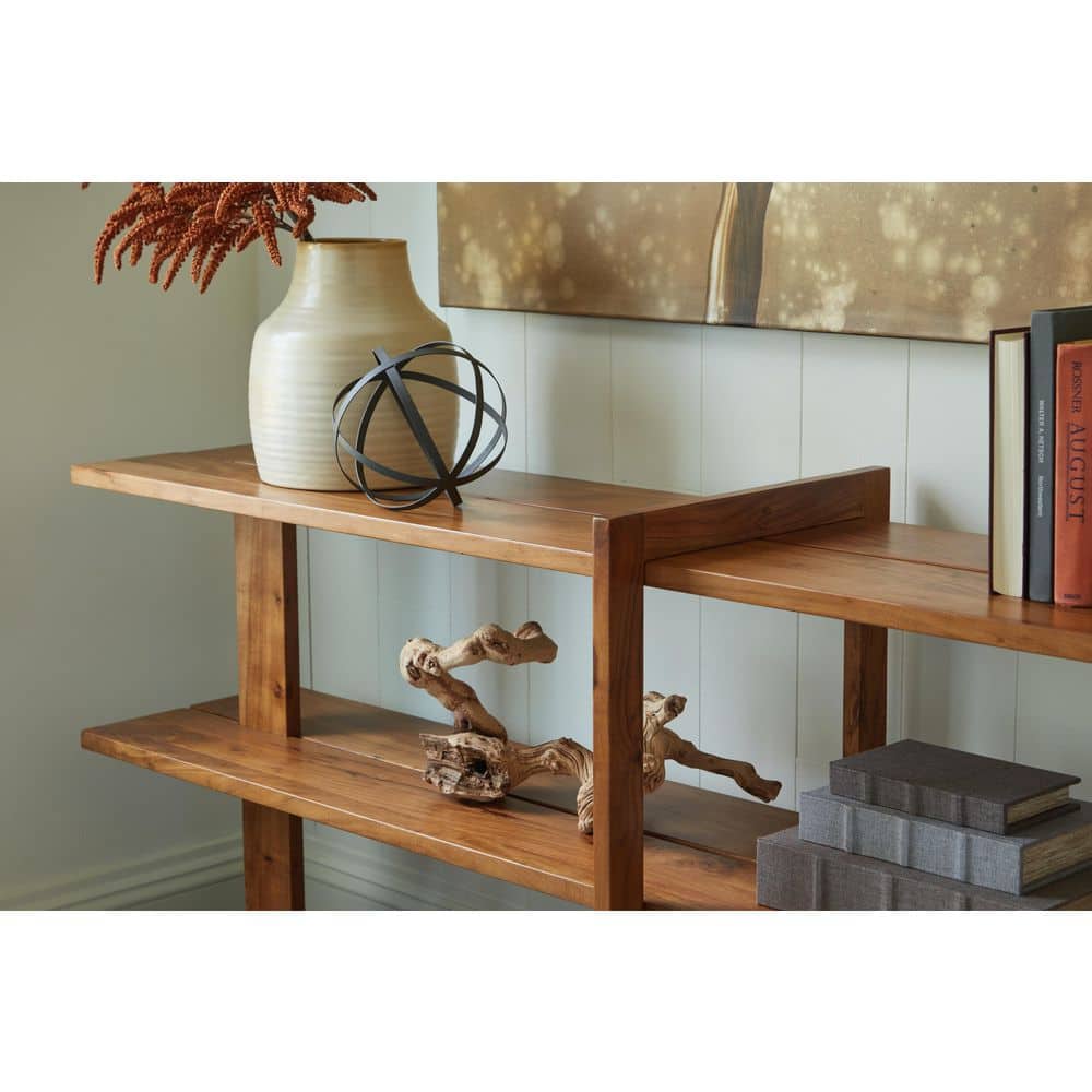 Fayemour 78" Light Brown Solid Wood Console Table with Storage
