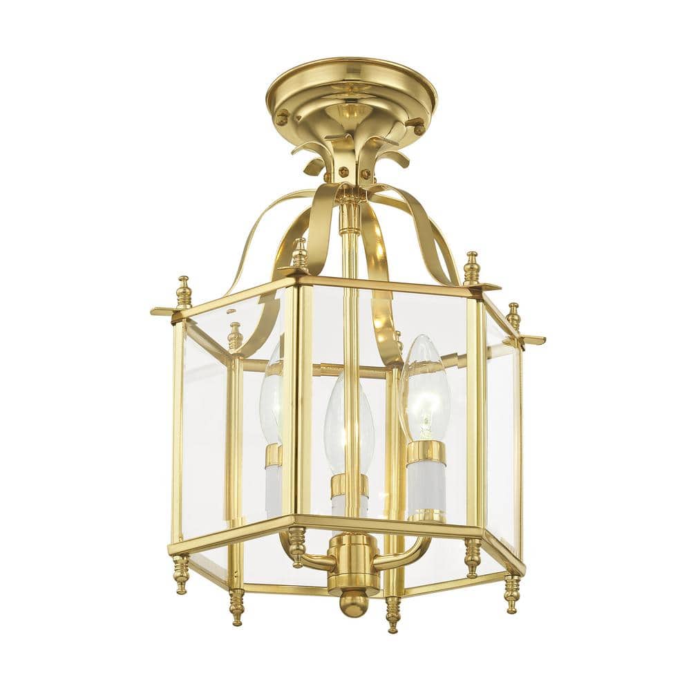Polished Brass 3-Light Mini Pendant with Clear Glass