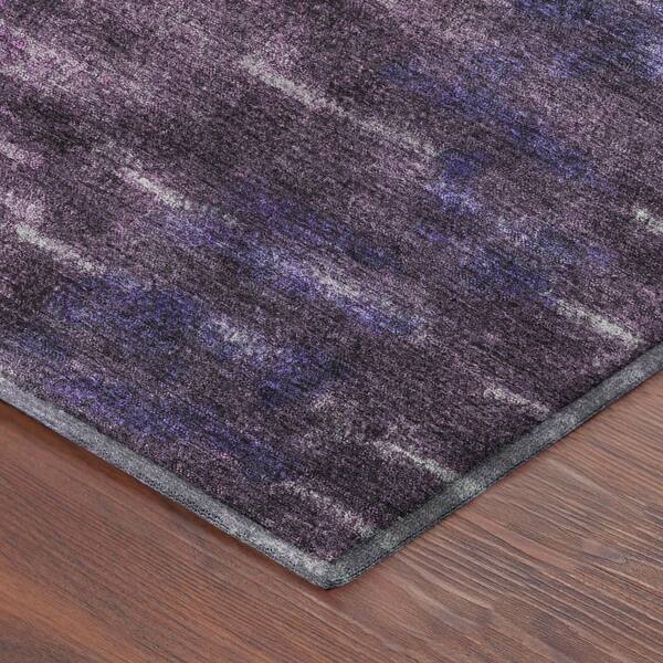 Mayfield Premium Machine Washable Abstract AMF2318 Eggplant 2 ft. x 7 ft. Runner Rug