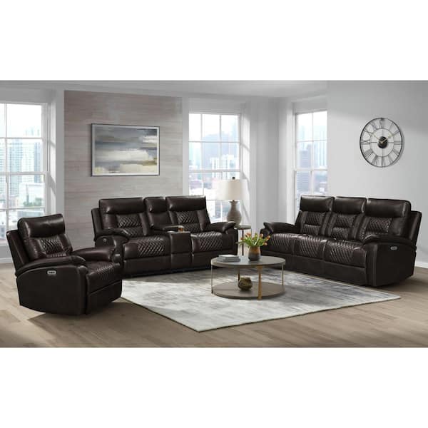 Campo 89 in. Power Motion Recliner Pillow Top Arm Sofa in Pebble Brown