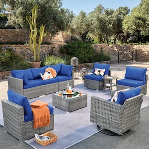 weaxty W Daffodil F Gray 9-Piece Wicker Outdoor Patio