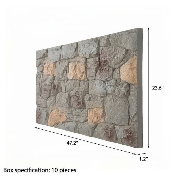 FUFU&GAGA 23.6 in. W x 47.2 in. L Slate Grey Faux Stone Siding B2