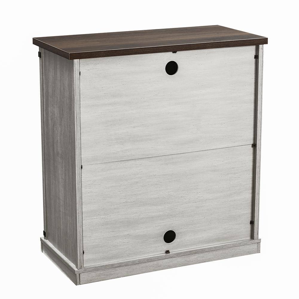 Coast-to-Coast Barn Door TV Stand in Off-White with Adjustable Shelves