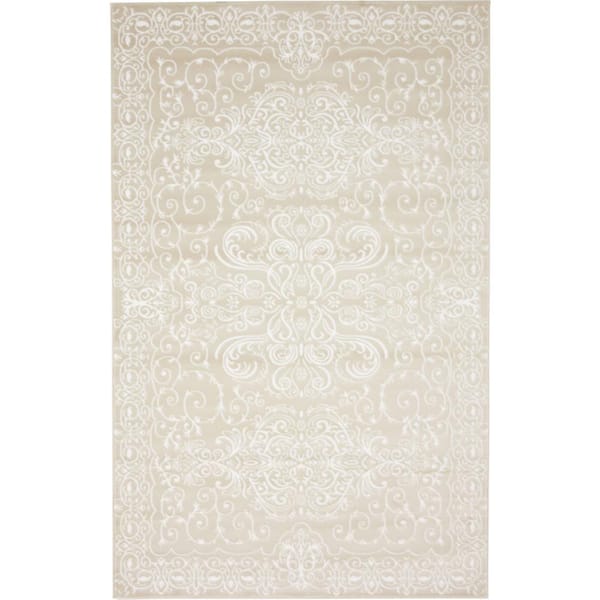 Unique Loom Rushmore Adams Snow White 5' 0 x 8' 0 Area Rug