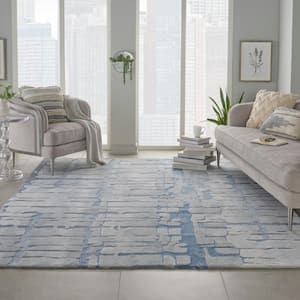 Symmetry Blue/Grey 8 ft. x 10 ft. Distressed Contemporary Area Rug